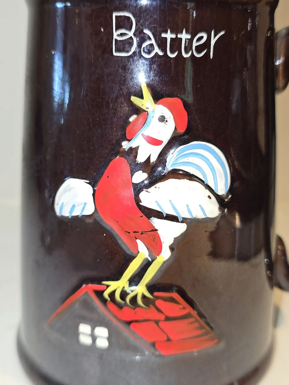 Batter Rooster Ceramic Pitcher - Brown